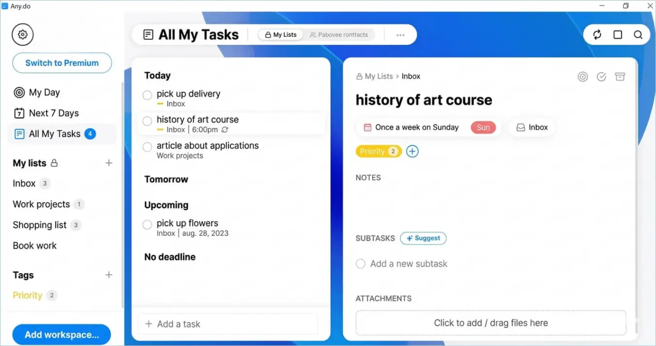 Task view in Any.Do