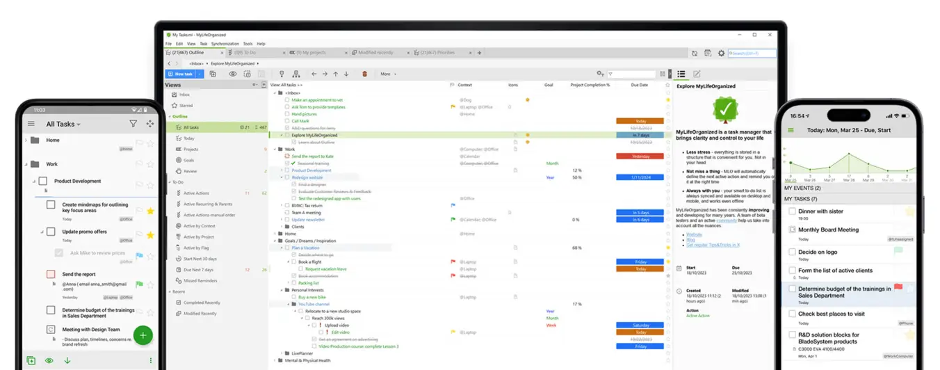 MyLifeOrganized interface