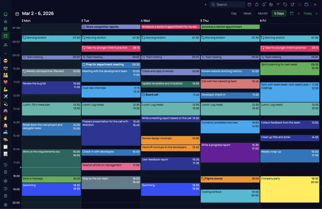 Built-in calendar in SingularityApp