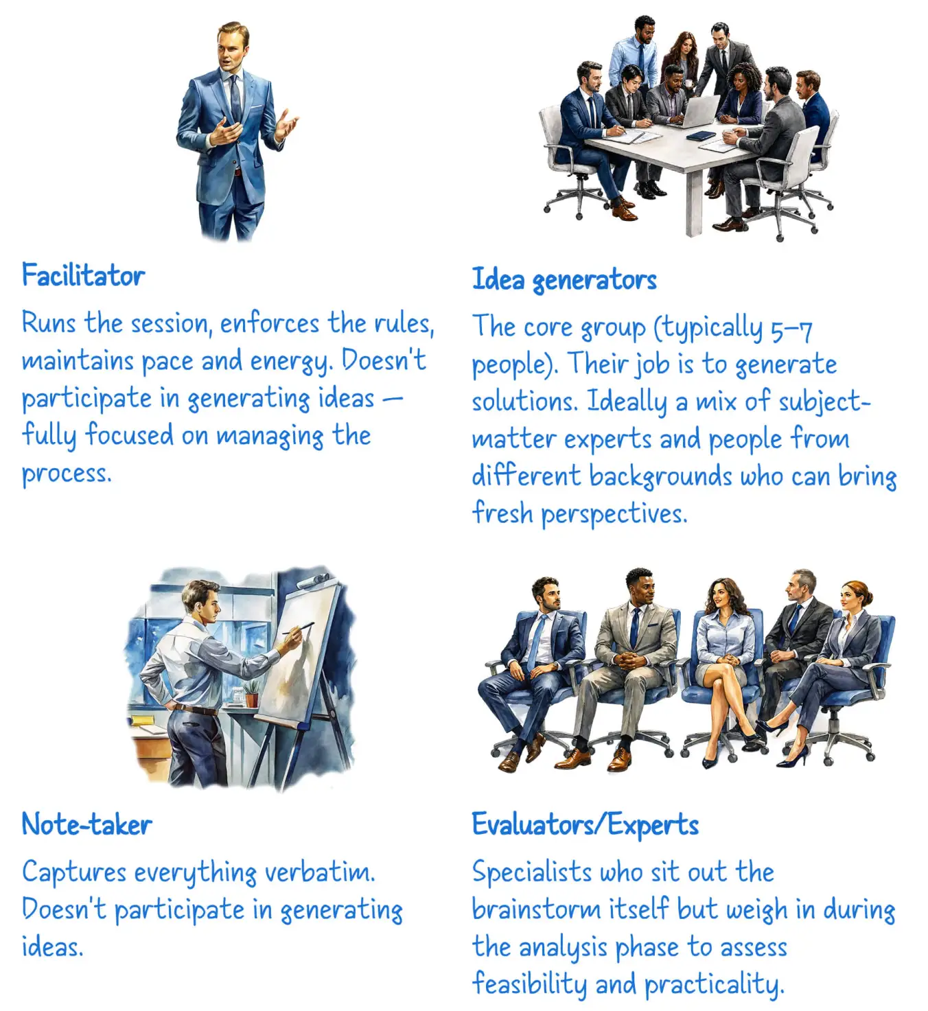Roles in a brainstorming session