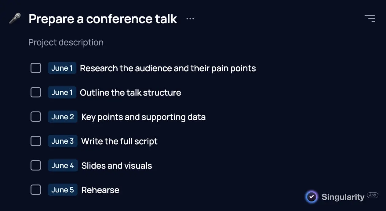 Breaking an elephant into phase-based tasks across specific days