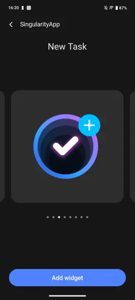 SingularityApp New Task widget for Android — quick task creation