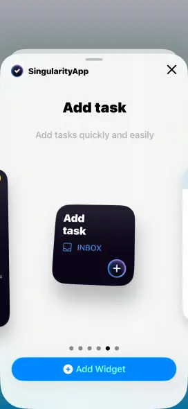 SingularityApp Add Task widget preview for iPhone