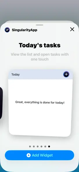 Today's tasks iPhone checklist widget preview in SingularityApp
